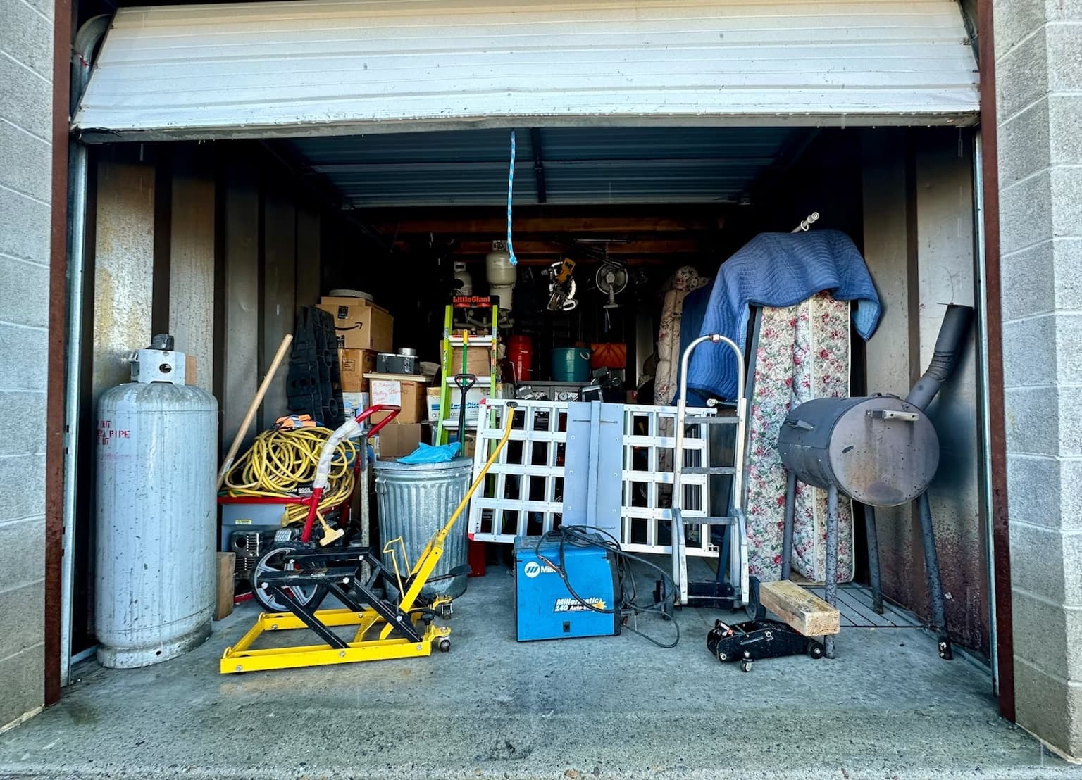 Garage emptied right down to bare walls